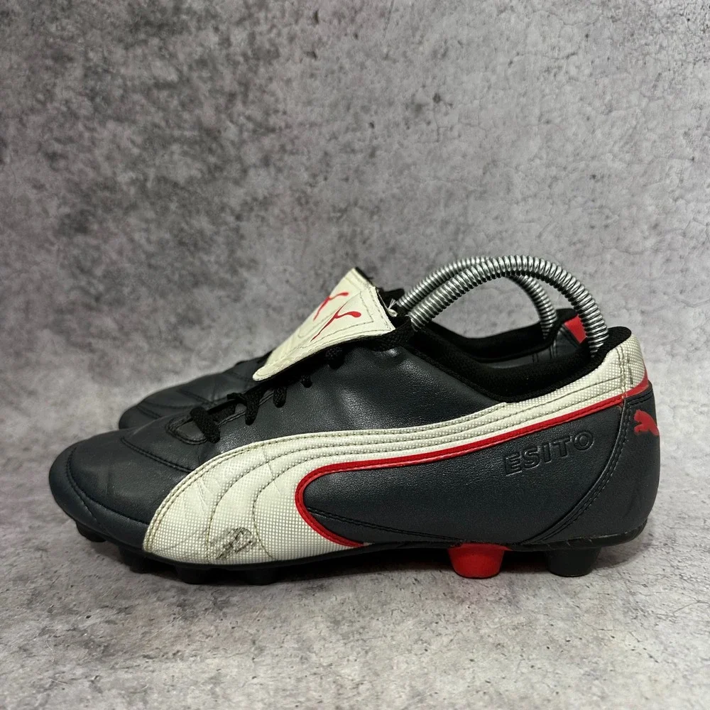 Puma Esito Finale I FG Soccer Cleats Mens 8 Black White Red Fold Over Tongue FG